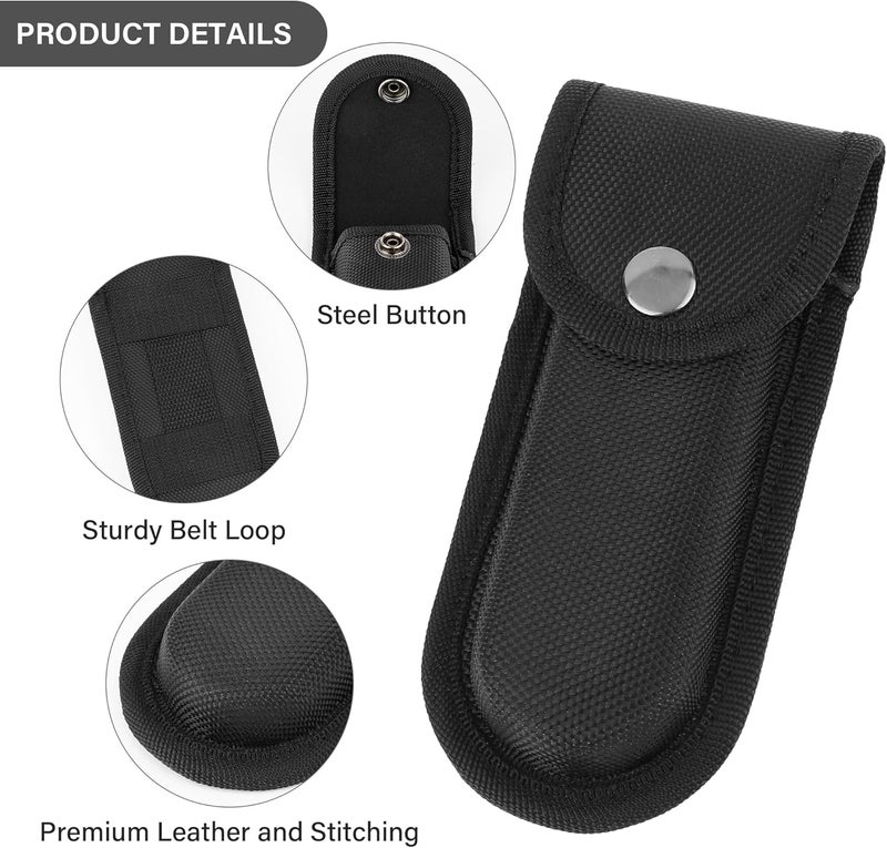 A.I.FORCE Nylon Pocket Knife Holder, Folding Knife Sheath with Snap Closure & Belt Loop, Vertical/Horizontal Knife Case for Belt, Pocket Knife Holster for Multitool, Swiss Army Knife - Image 1